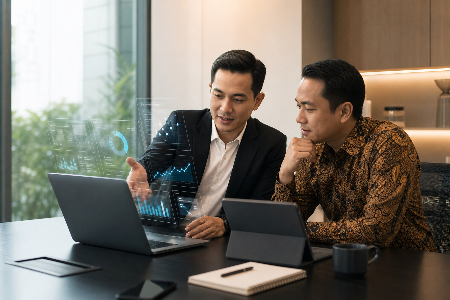 Discovery session with AI dashboard and business owner